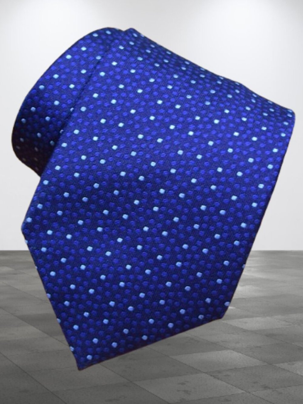 $550 BRIONI Navy Aqua Blue Micro Polka Dot Geometric Handmade Italy Silk Tie